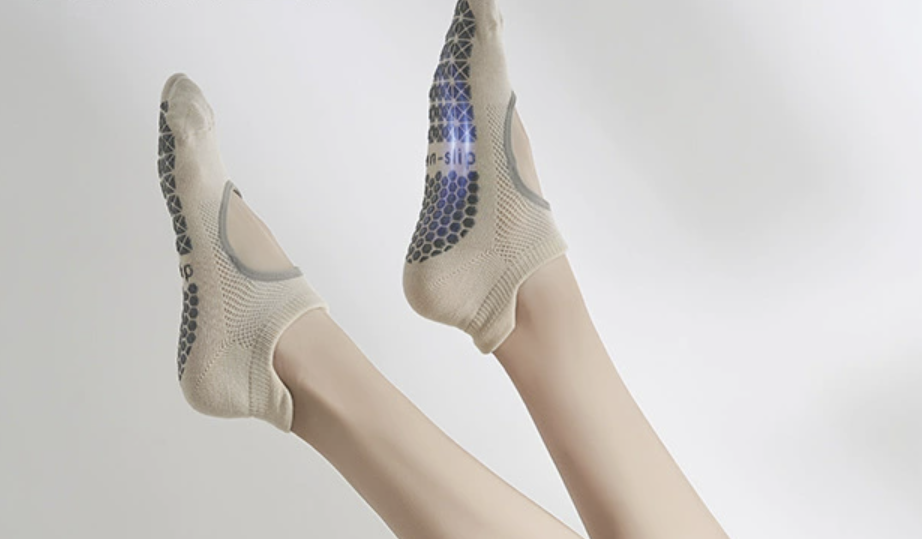 Custom studio grip socks with a visible sole pattern