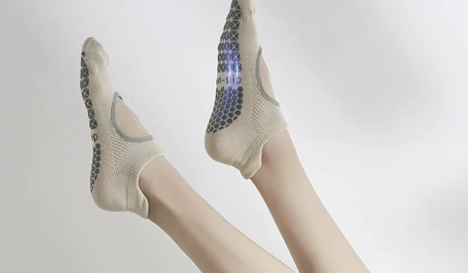 Custom studio grip socks with a visible sole pattern